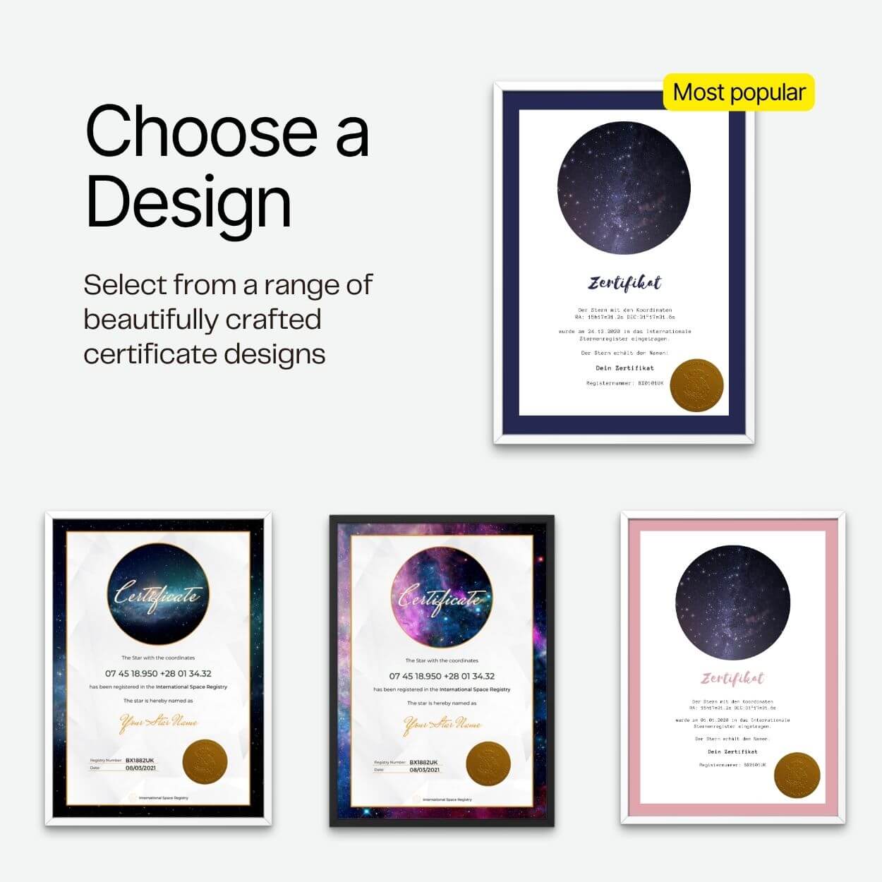 Name a Star Certificate Designs