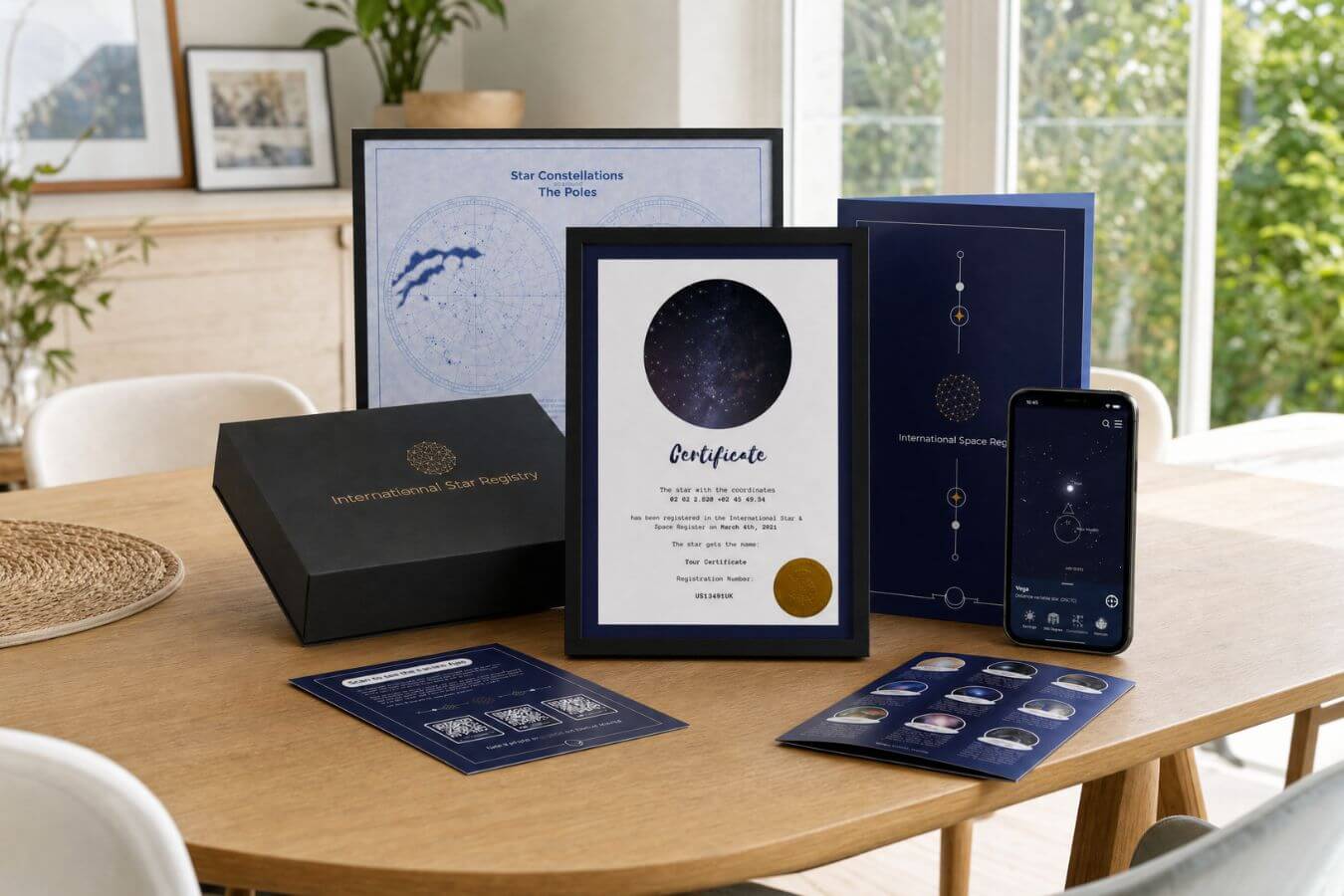 Complete star dedication gift set on wooden table