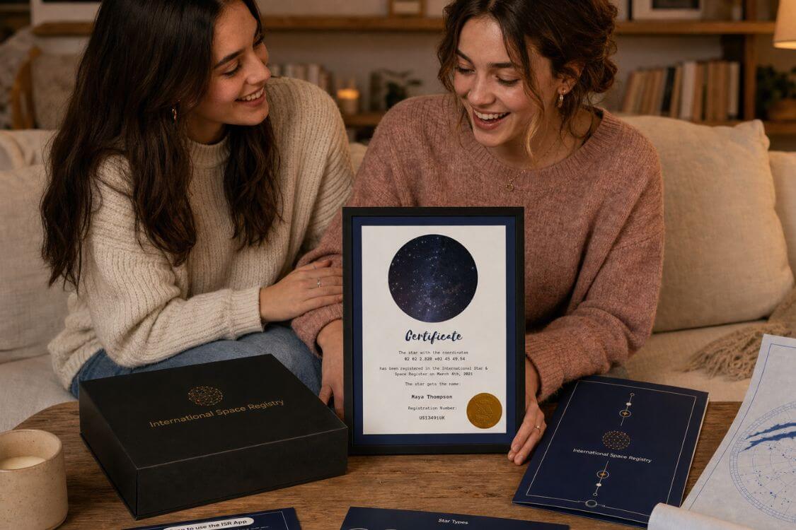 Star-Naming friendship gift set with certificate, magnetic box, folder and constellation poster