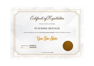 Star Naming Certificate Classic Golden