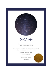 Star Naming certificate Modern Nightblue